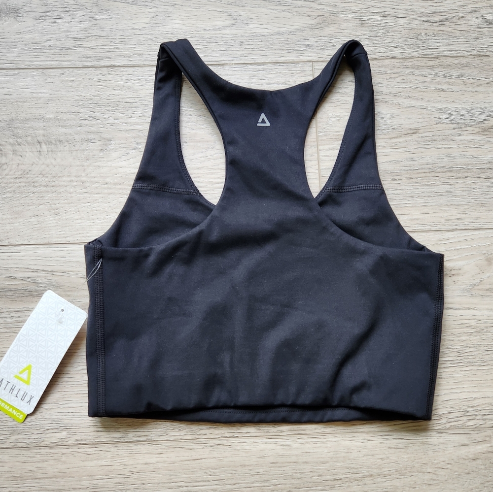 Athlux Black Longline Scoop Neck Sports Bra Womens Small 4-6 Activewear Athletic - Picture 8 of 10